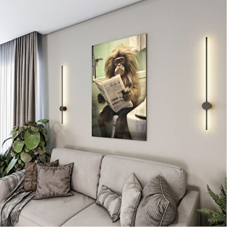 Hayvan Cam Tablo - Sevimli Dostlar Lavaboda - Dikey Motif 08-249