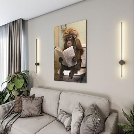 Hayvan Cam Tablo - Sevimli Dostlar Lavaboda - Dikey Motif 08-251