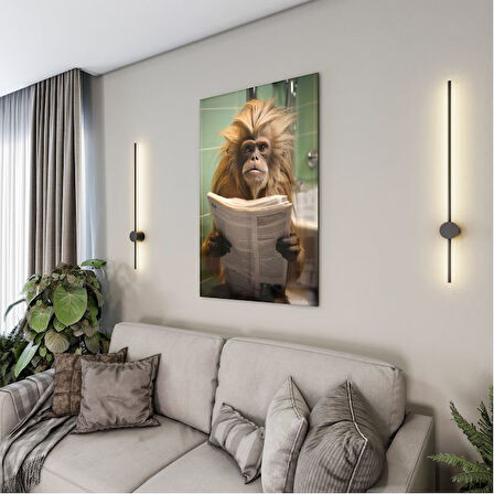 Hayvan Cam Tablo - Sevimli Dostlar Lavaboda - Dikey Motif 08-252