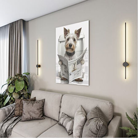 Hayvan Cam Tablo - Sevimli Dostlar Lavaboda - Dikey Motif 08-255