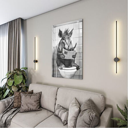 Hayvan Cam Tablo - Sevimli Dostlar Lavaboda - Dikey Motif 08-267