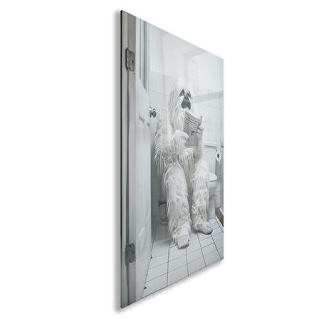Hayvan Cam Tablo - Sevimli Dostlar Lavaboda - Dikey Motif 08-281