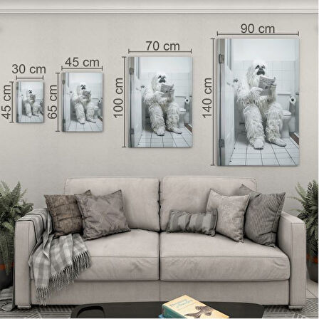 Hayvan Cam Tablo - Sevimli Dostlar Lavaboda - Dikey Motif 08-281