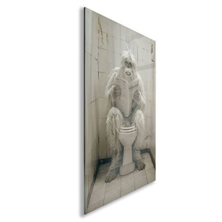 Hayvan Cam Tablo - Sevimli Dostlar Lavaboda - Dikey Motif 08-283