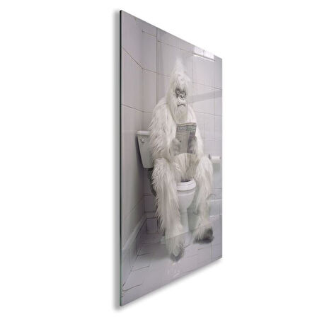 Hayvan Cam Tablo - Sevimli Dostlar Lavaboda - Dikey Motif 08-284