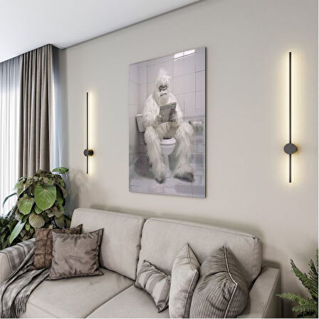 Hayvan Cam Tablo - Sevimli Dostlar Lavaboda - Dikey Motif 08-284