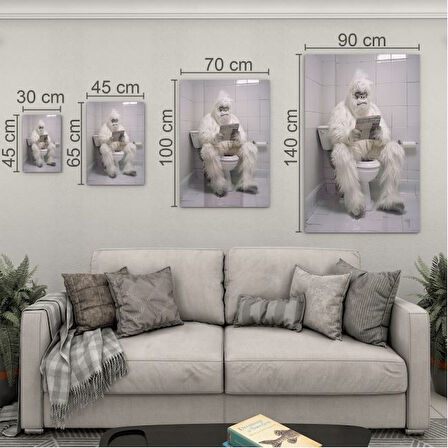 Hayvan Cam Tablo - Sevimli Dostlar Lavaboda - Dikey Motif 08-284