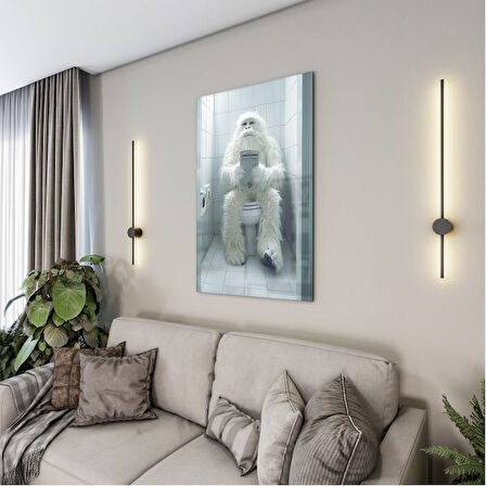 Hayvan Cam Tablo - Sevimli Dostlar Lavaboda - Dikey Motif 08-285