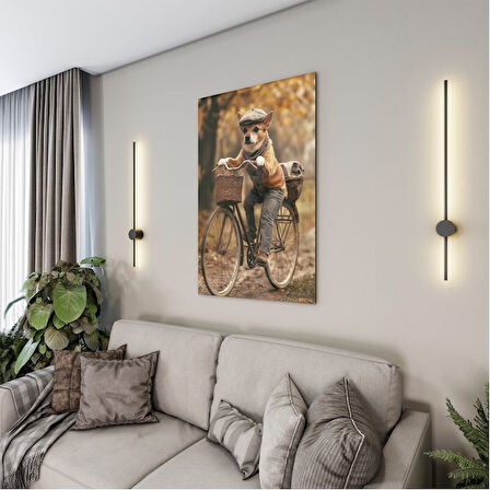 Hayvan Cam Tablo - Sevimli Dostlar Bisikletle - Dikey Motif 10-008