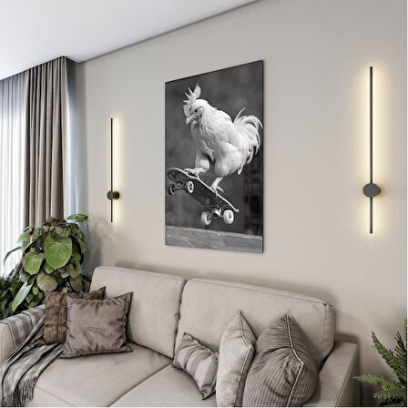 Hayvan Cam Tablo - Sevimli Dostlar Skuuterle - Dikey Motif 11-021