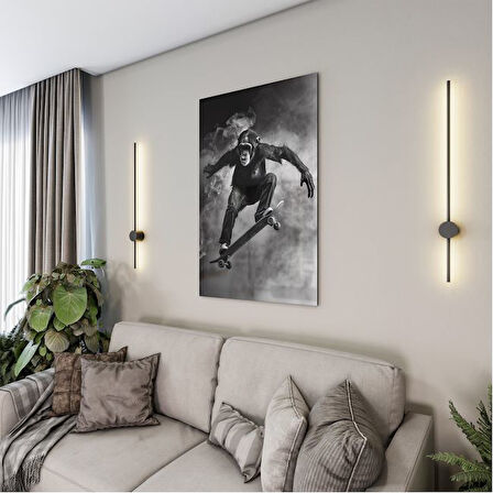 Hayvan Cam Tablo - Sevimli Dostlar Skuuterle - Dikey Motif 11-035
