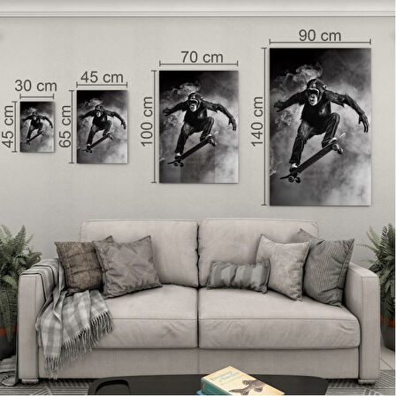 Hayvan Cam Tablo - Sevimli Dostlar Skuuterle - Dikey Motif 11-035