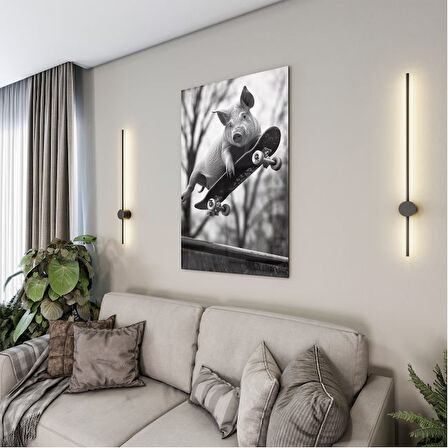 Hayvan Cam Tablo - Sevimli Dostlar Skuuterle - Dikey Motif 11-041