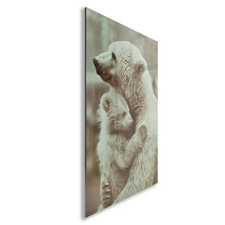 Hayvan Cam Tablo - Anne ve Yavru - Dikey Motif 14-003