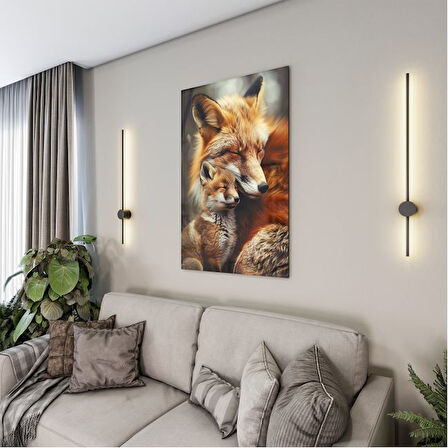 Hayvan Cam Tablo - Anne ve Yavru - Dikey Motif 14-024
