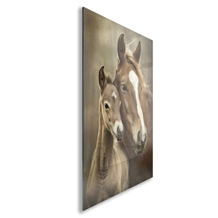 Hayvan Cam Tablo - Anne ve Yavru - Dikey Motif 14-032
