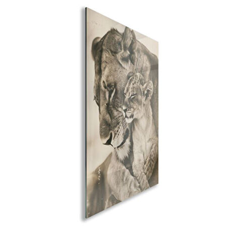 Hayvan Cam Tablo - Anne ve Yavru - Dikey Motif 14-036