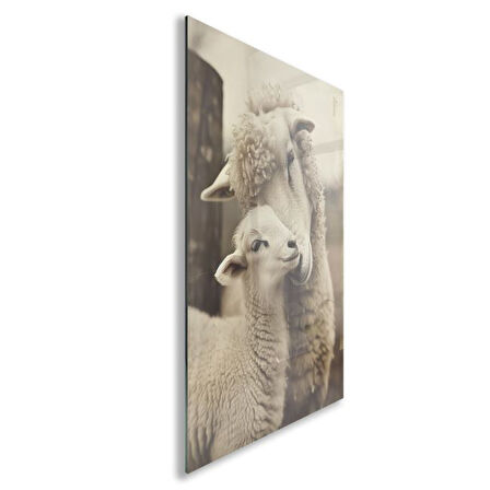 Hayvan Cam Tablo - Anne ve Yavru - Dikey Motif 14-054