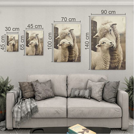 Hayvan Cam Tablo - Anne ve Yavru - Dikey Motif 14-054