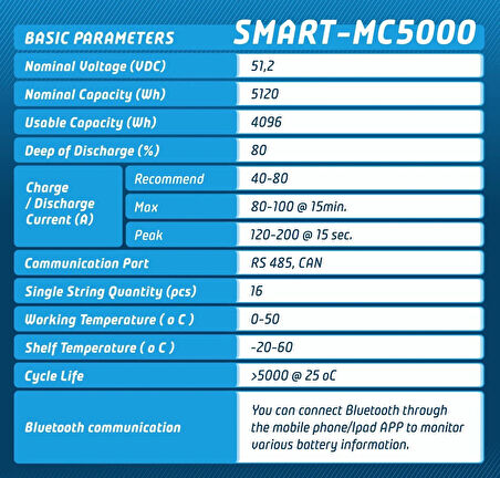 Megacell 51,2V 100Ah LiFePO4 Lityum Demir Fosfat Akü(SMARTHaberleşmeli)