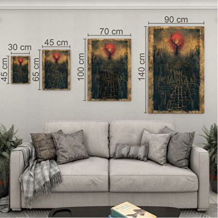 Fantastik ve Korku Cam Tablo - Karışık - Dikey Motif 01-070