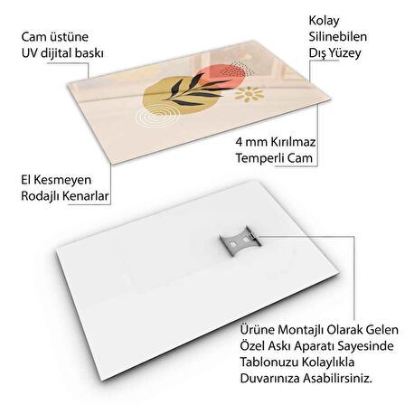 Klasik Bohem Cam Tablo - Dikey Motif 02-436