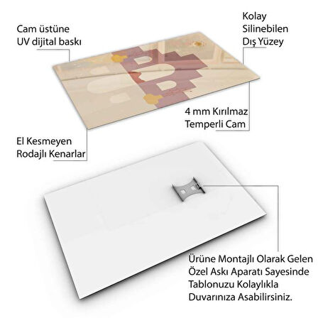 Klasik Bohem Cam Tablo - Dikey Motif 02-461