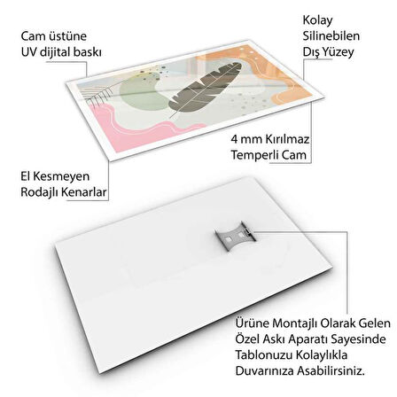 Klasik Bohem Cam Tablo - Dikey Motif 02-474