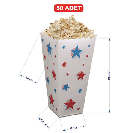 Büyük Karton PopCorn / Mısır Kutusu 50 Adet