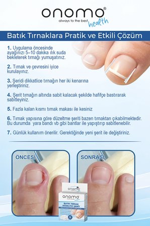 Onomo Health Batık Tırnak Düzeltici Şerit 10 Adet