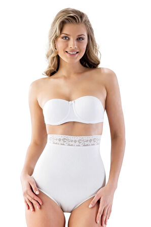 2028 Dikişsiz İz Yapmaz Beli Dantelli Silikonlu Slip Lohusa Korse