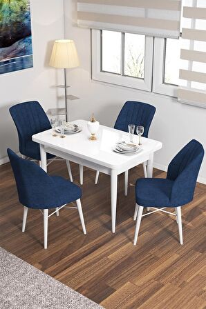 Rovena Lera Beyaz 70x110 Sabit Mdf Yemek Odası Takımı 4 Adet Sandalye