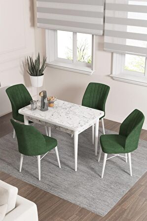 Rovena Lera Beyaz Mermer 70x110 Sabit Mdf Yemek Odası Takımı 4 Adet Sandalye