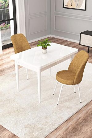 Rovena Duru Beyaz 70x110 Sabit Mdf Yemek Odası Takımı 2 Adet Sandalye