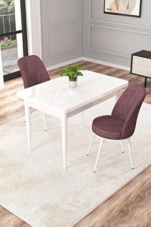 Rovena Duru Beyaz 70x110 Sabit Mdf Yemek Odası Takımı 2 Adet Sandalye