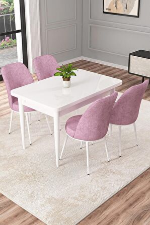Rovena Duru Beyaz 70x110 Sabit Mdf Yemek Odası Takımı 4 Adet Sandalye