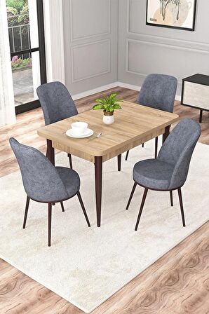 Rovena Duru Meşe 70x110 Sabit Mdf Yemek Odası Takımı 4 Adet Sandalye