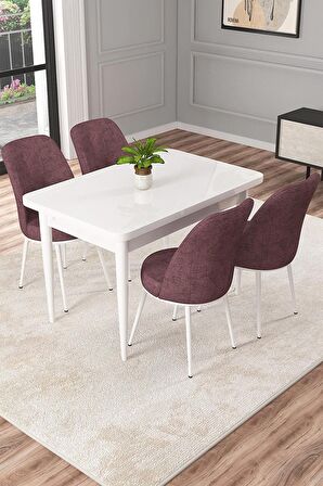 Rovena Raum Beyaz 70x110 Sabit Suntalam Yemek Odası Takımı 4 Adet Sandalye