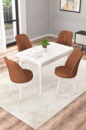 Rovena Raum Beyaz 70x110 Sabit Suntalam Yemek Odası Takımı 4 Adet Sandalye