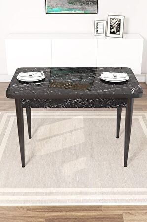 Rovena Raum Siyah Mermer 70x110 Sabit Suntalam Yemek Odası Takımı 4 Adet Sandalye