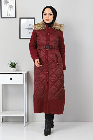 Düğmeli Kaşe Bordo 2358