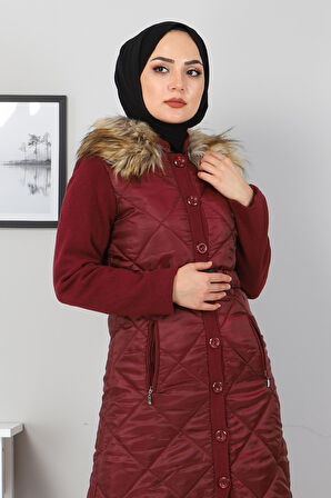 Düğmeli Kaşe Bordo 2358