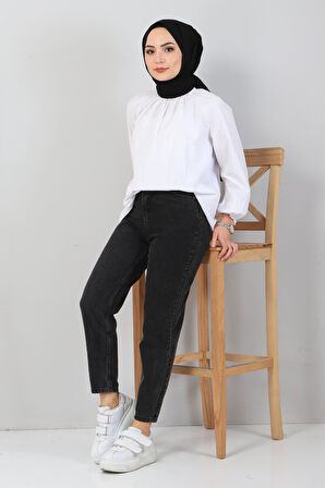 Boyfriend Büyük Beden Kot Pantolon Siyah 6006