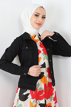 Düğmeli Kot Ceket Siyah 6027