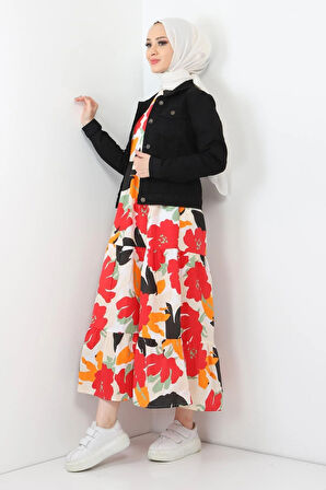 Düğmeli Kot Ceket Siyah 6027