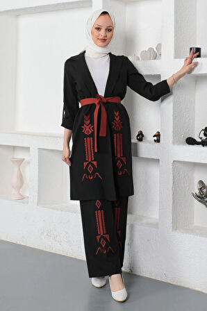 Nakış Detaylı Takım Siyah 19002