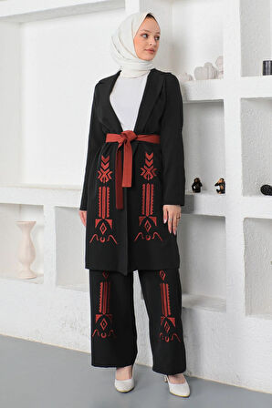 Nakış Detaylı Takım Siyah 19002