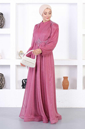 İncili Dantelli Simli Abiye Gül Kurusu 12252