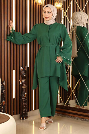 Tüy Detaylı Takım Zümrüt 19131