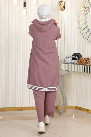 Fermuarlı Ribanalı Takım Lila 10405